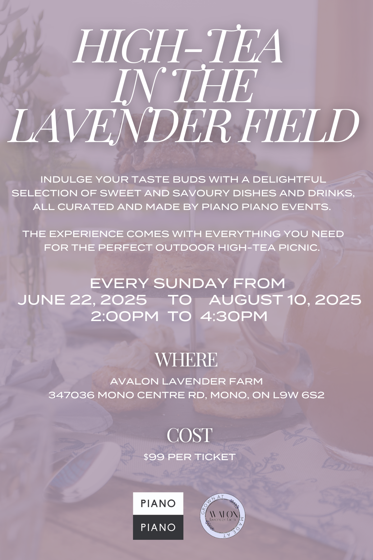 Sundays: High Tea in the Lavender Field with Piano Piano